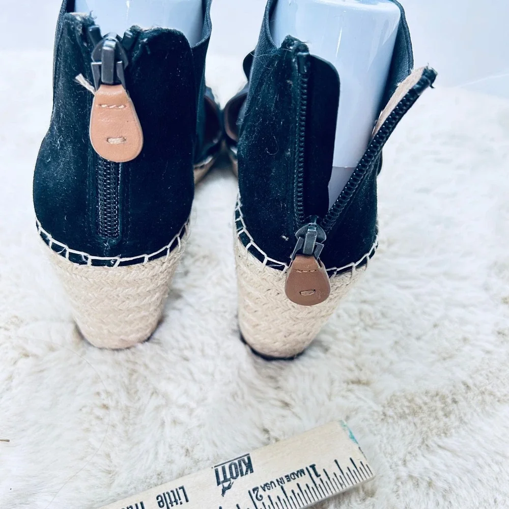 Gentle Souls Kenneth Cole Black Espadrille Wedge Sandals Elastic‎ Open Toe 11